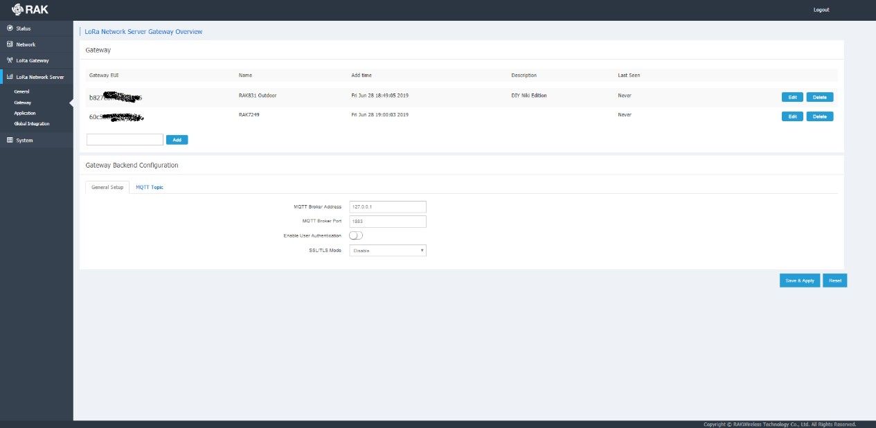 LoRa server