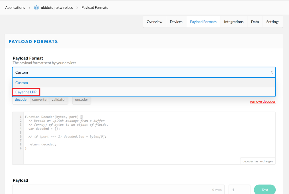 Figure 3 | Payload format – Cayenne LPP