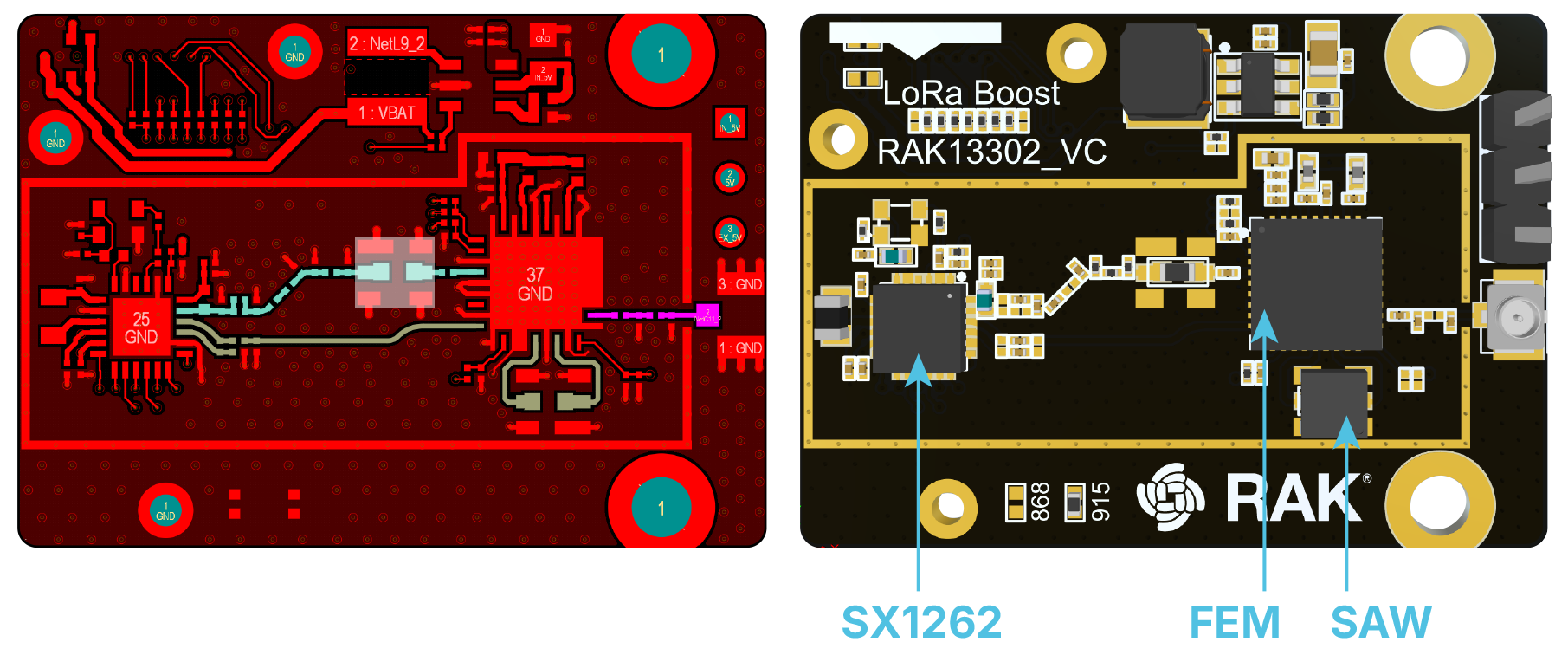 A real 1-watt LoRa RF chain showing SX1262, FEM, and SAW filtering that prevents the TX-only imbalance common in DIY boosters.