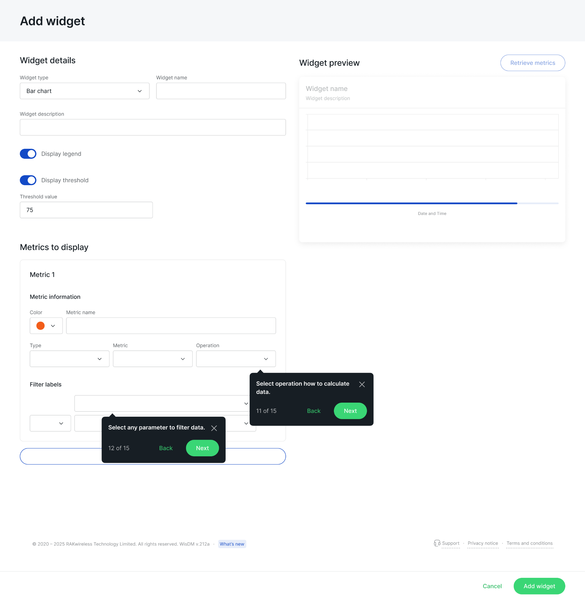 WisDM Metrics Operation and Filter