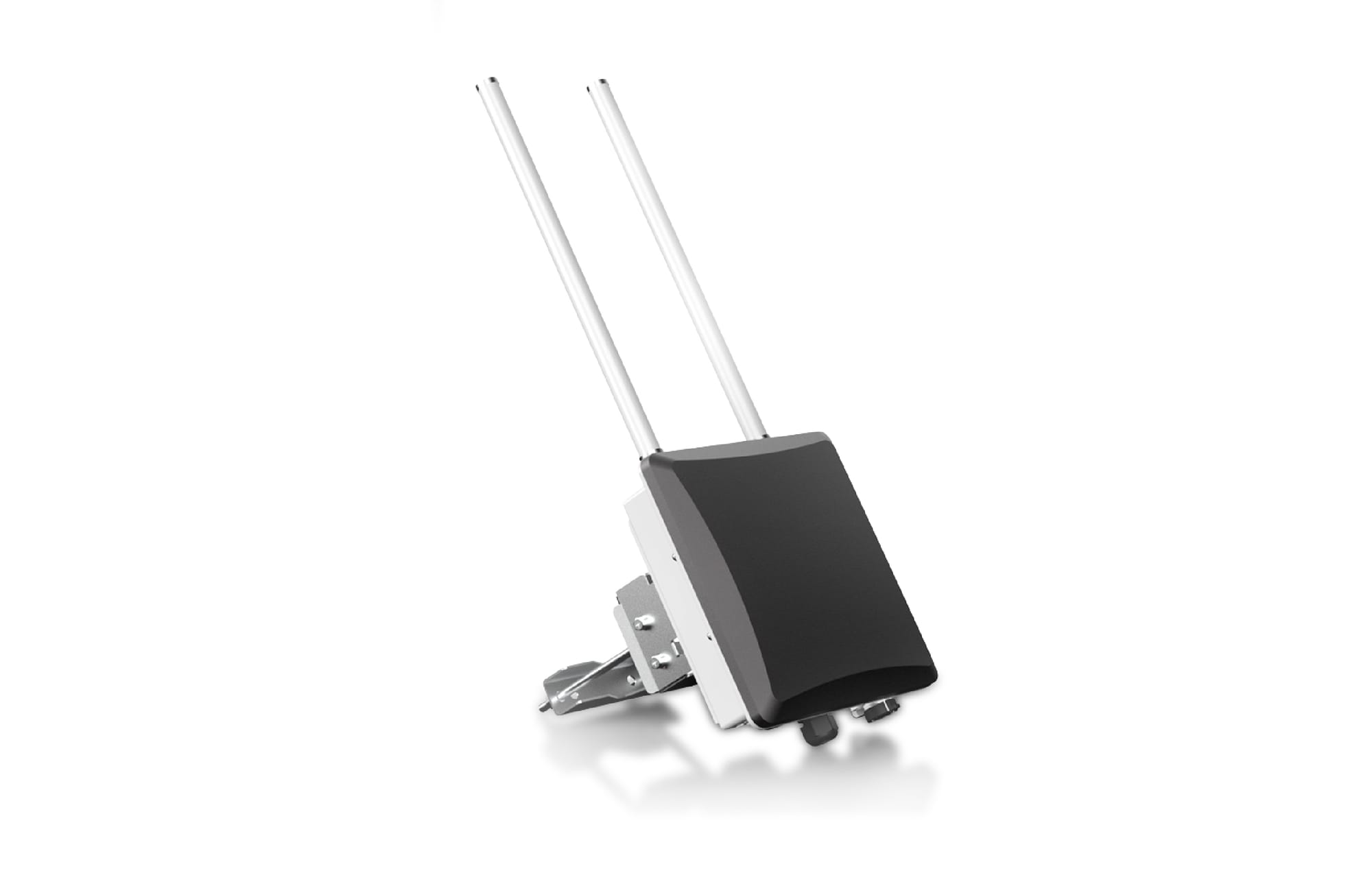 An outdoor IoT gateway with an external antenna.